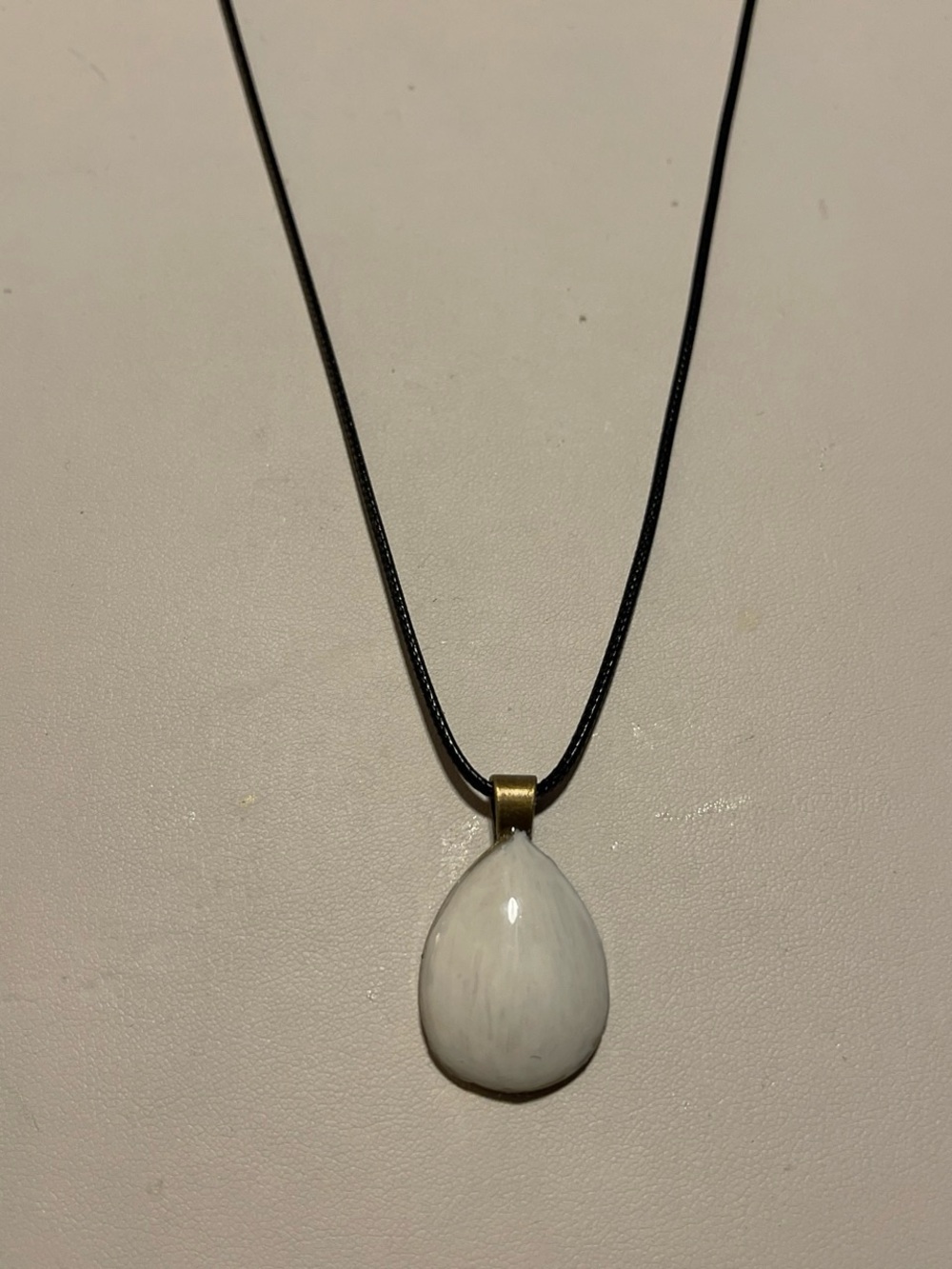 Minimal White Teardrop Pendant Necklace - Women's Jewelry